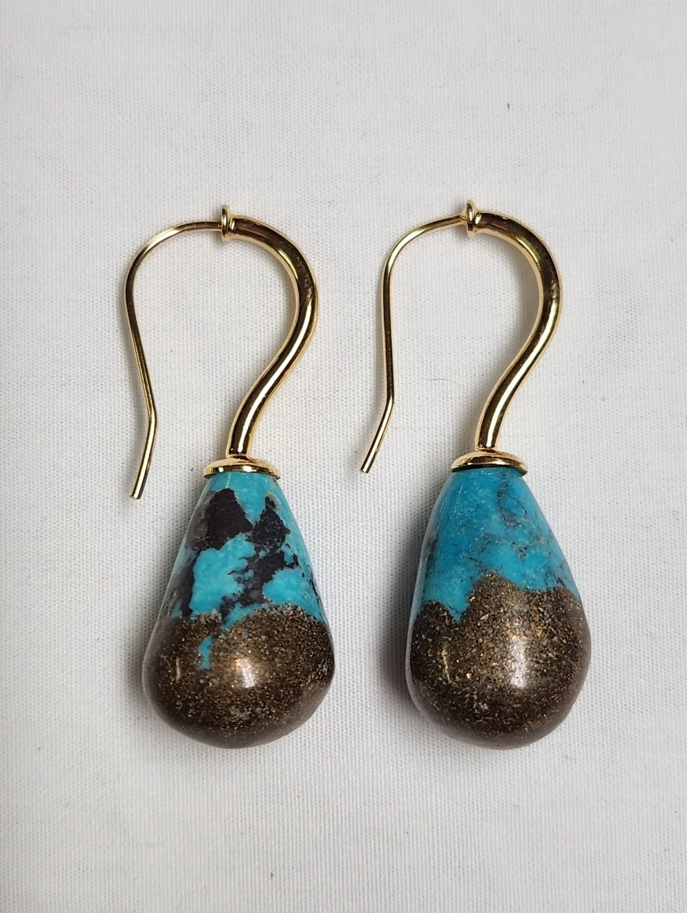 Colleen Lopez Sterling Silver Goldclad Turquoise And Copper Nugget Earrings - Picture 3 of 10